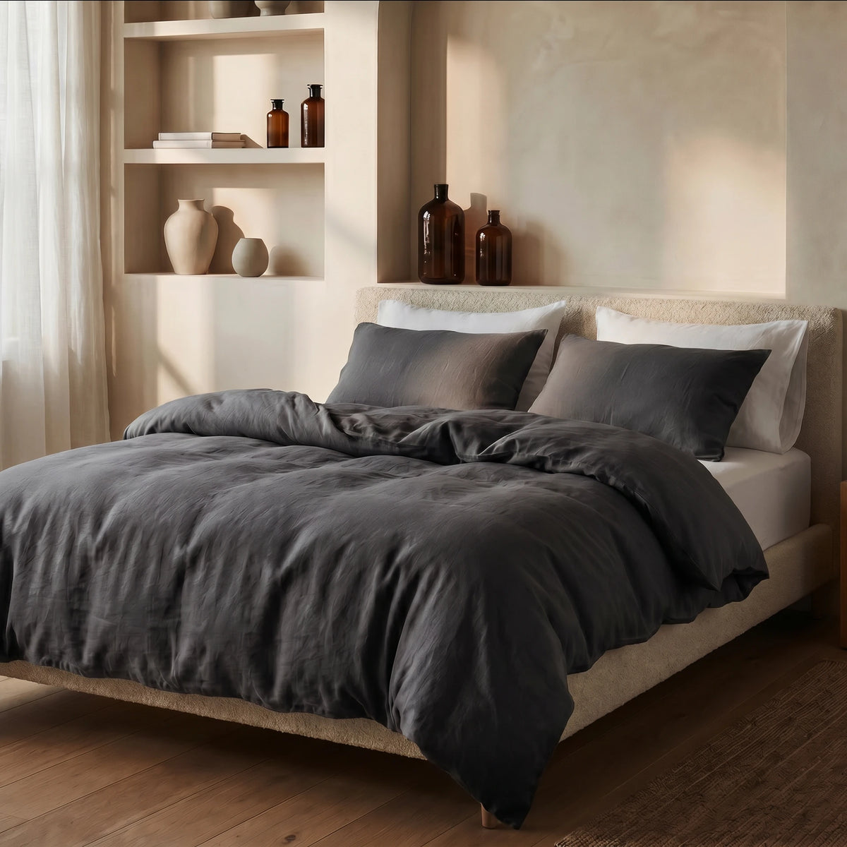 Dreamhouse dekbedovertrek Stone Washed - Katoen - Antraciet