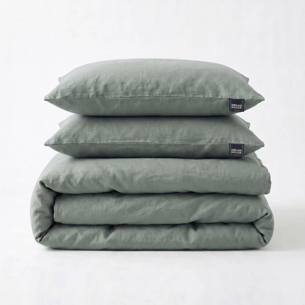 Dreamhouse dekbedovertrek Stone Washed - Katoen - Groen