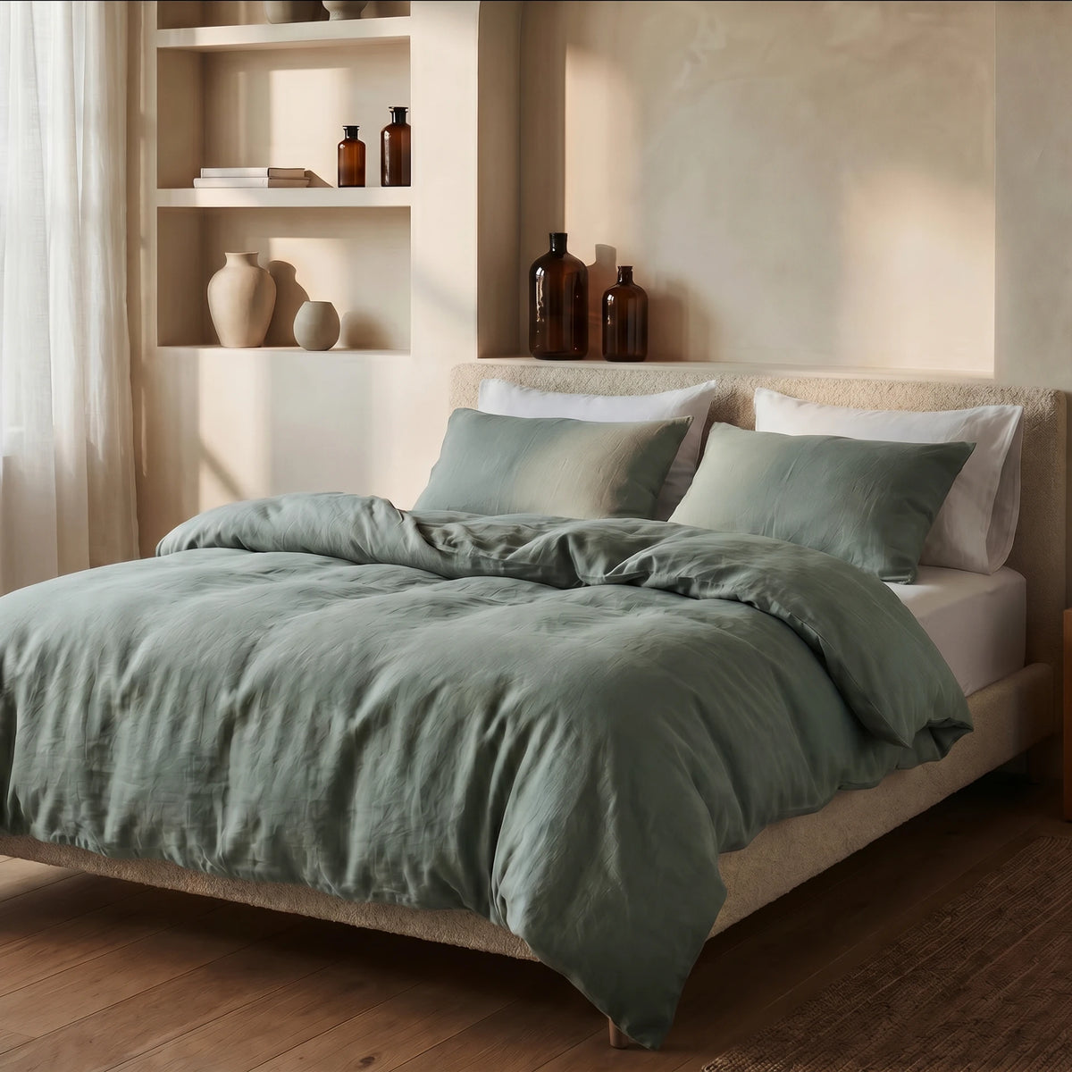 Dreamhouse dekbedovertrek Stone Washed - Katoen - Groen