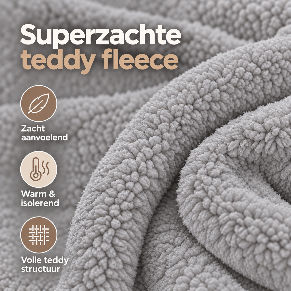 Teddy fleece hoeslaken - Grijs