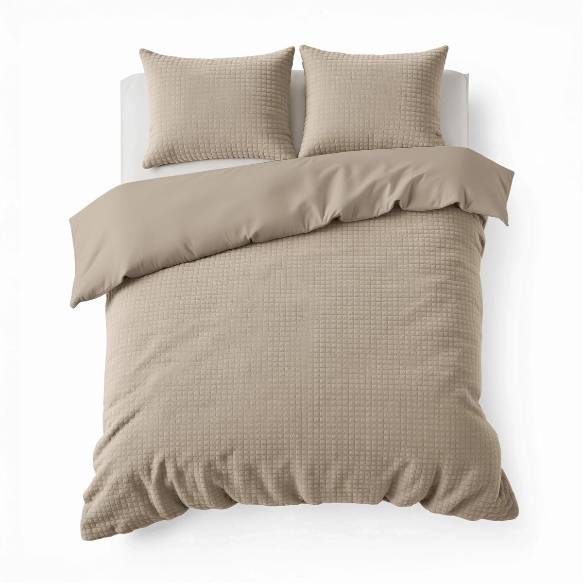 Teddy dekbedovertrek Check - onderkant microvezel - taupe