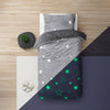 Teddy Fleece kinderdekbedovertrek - Glow in the dark - Stars - Grijs