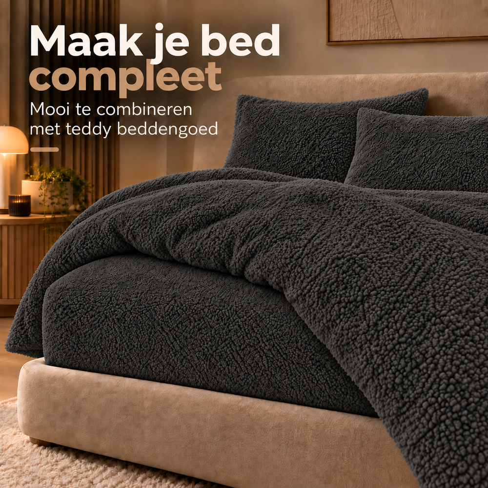 Teddy fleece hoeslaken - Antraciet
