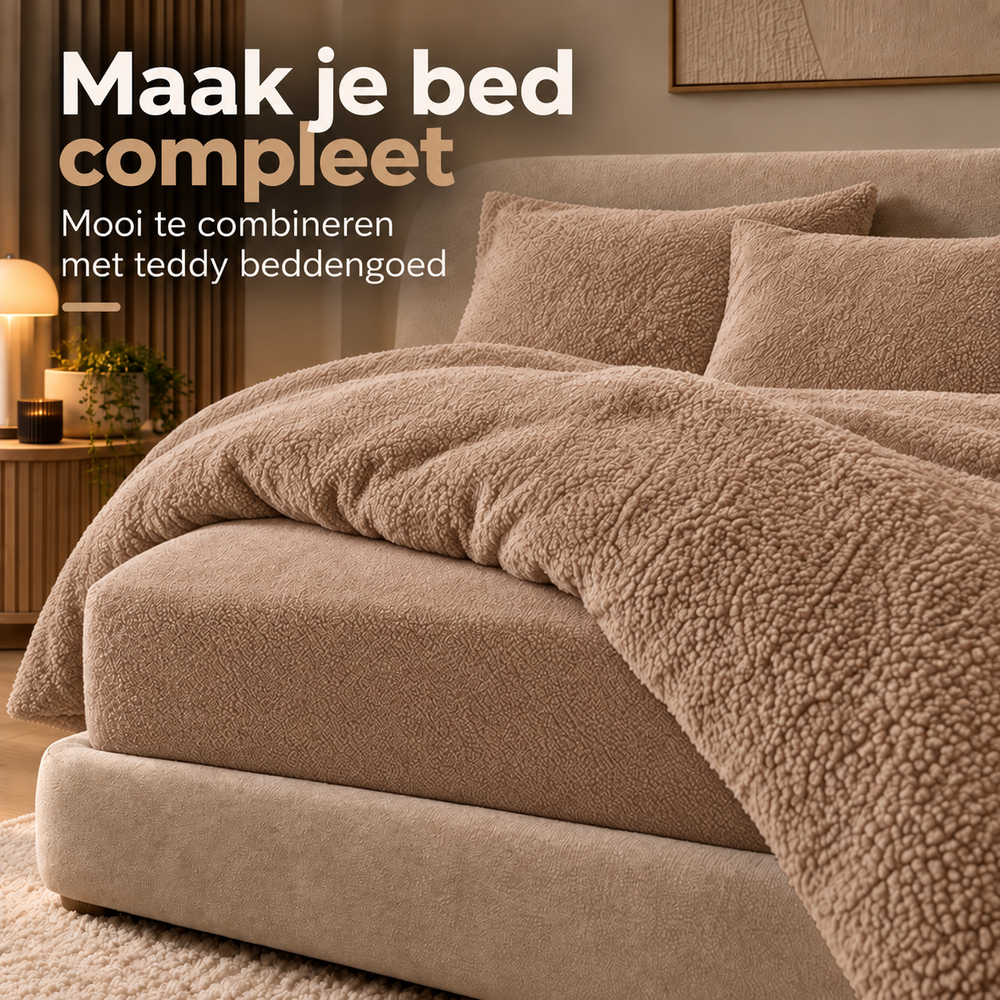 Teddy fleece hoeslaken - Taupe