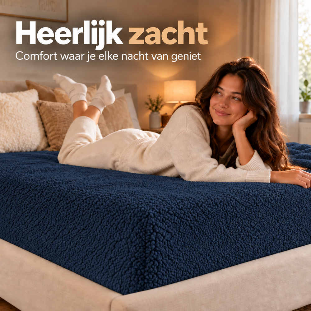 Teddy fleece hoeslaken - Navy