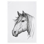 Theedoek paard wit 50x70 cm