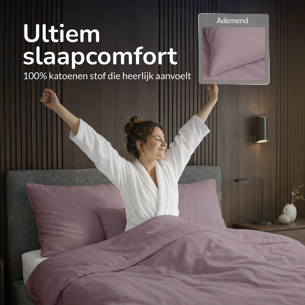 Decoware dekbedovertrek uni - roze - katoen