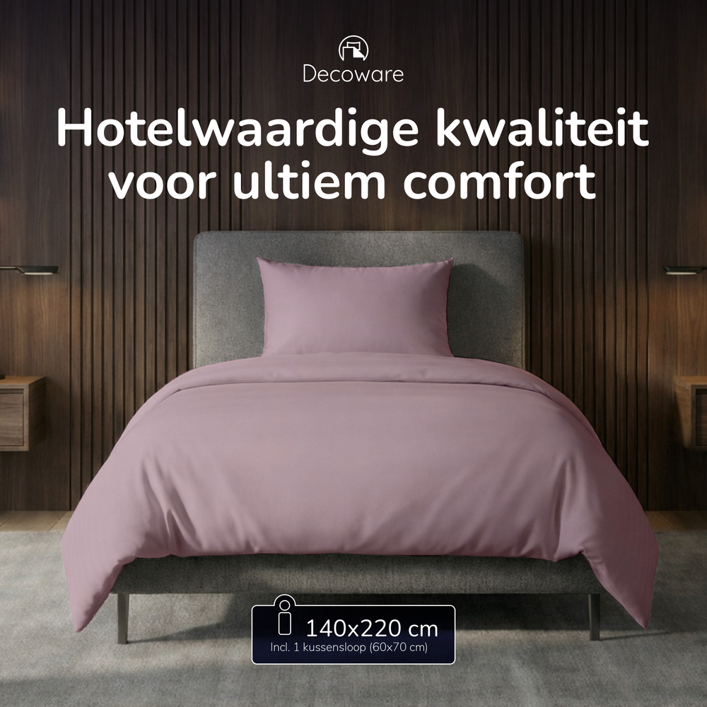 Decoware dekbedovertrek uni - roze - katoen
