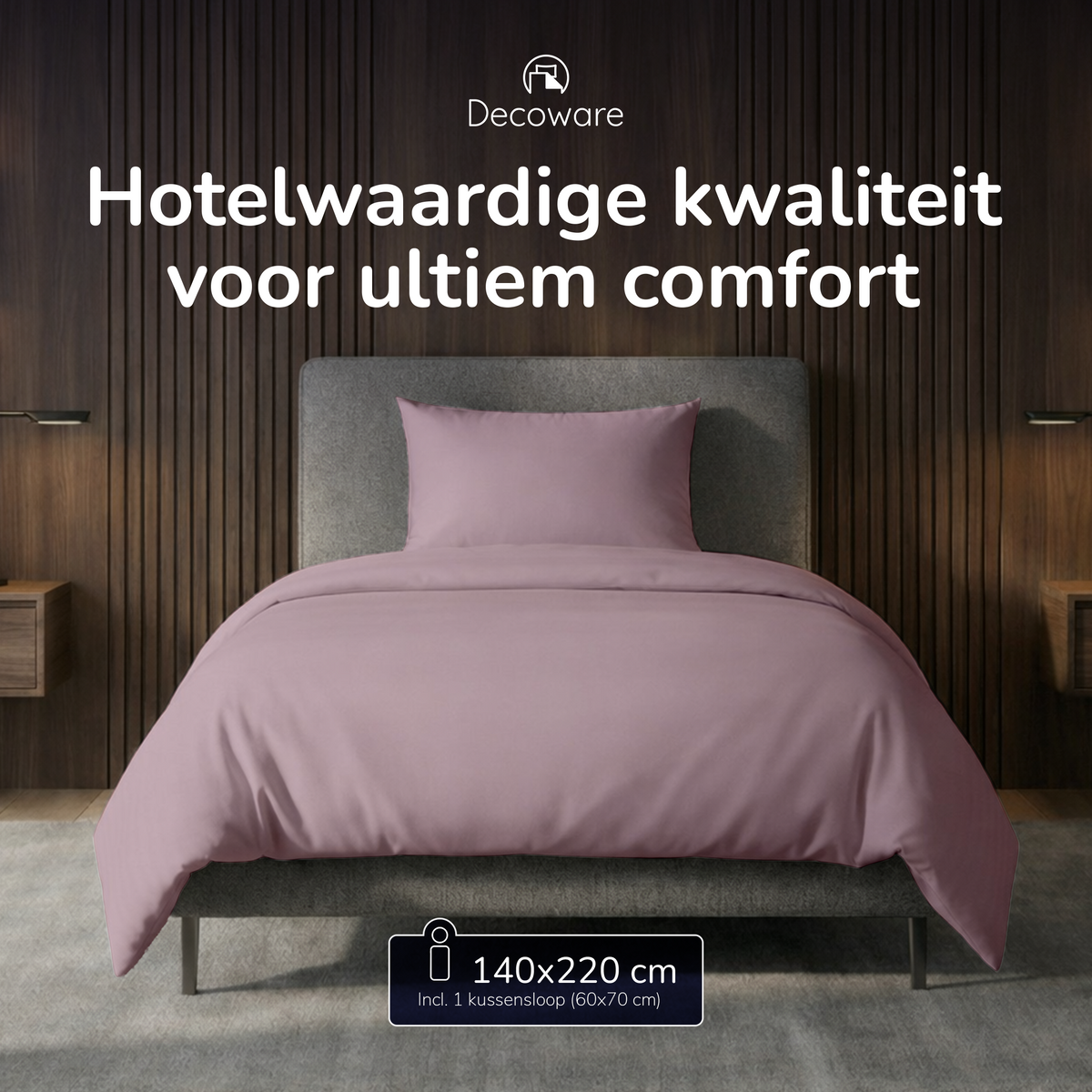 Decoware dekbedovertrek uni - roze - katoen