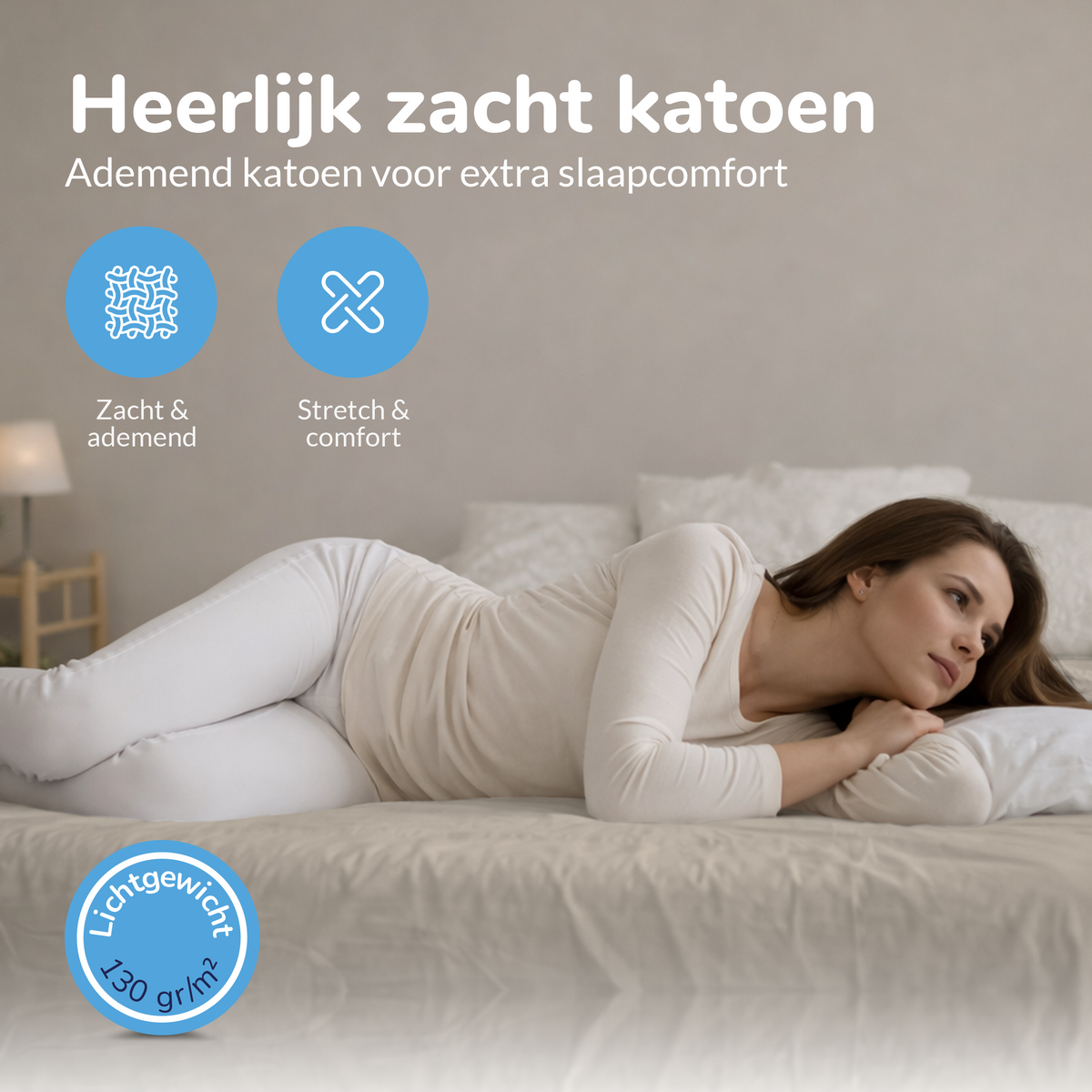 Hoeslaken - katoen - zand