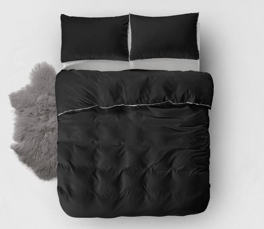 Dekbedovertrek Ball Fringe - zwart - microvezel - 1-persoons
