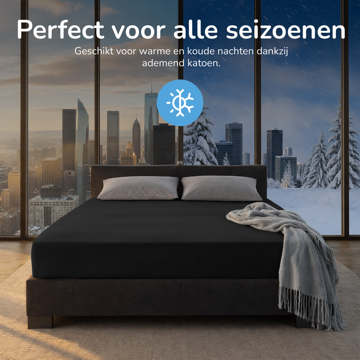 Hoeslaken - Katoen  - Zwart
